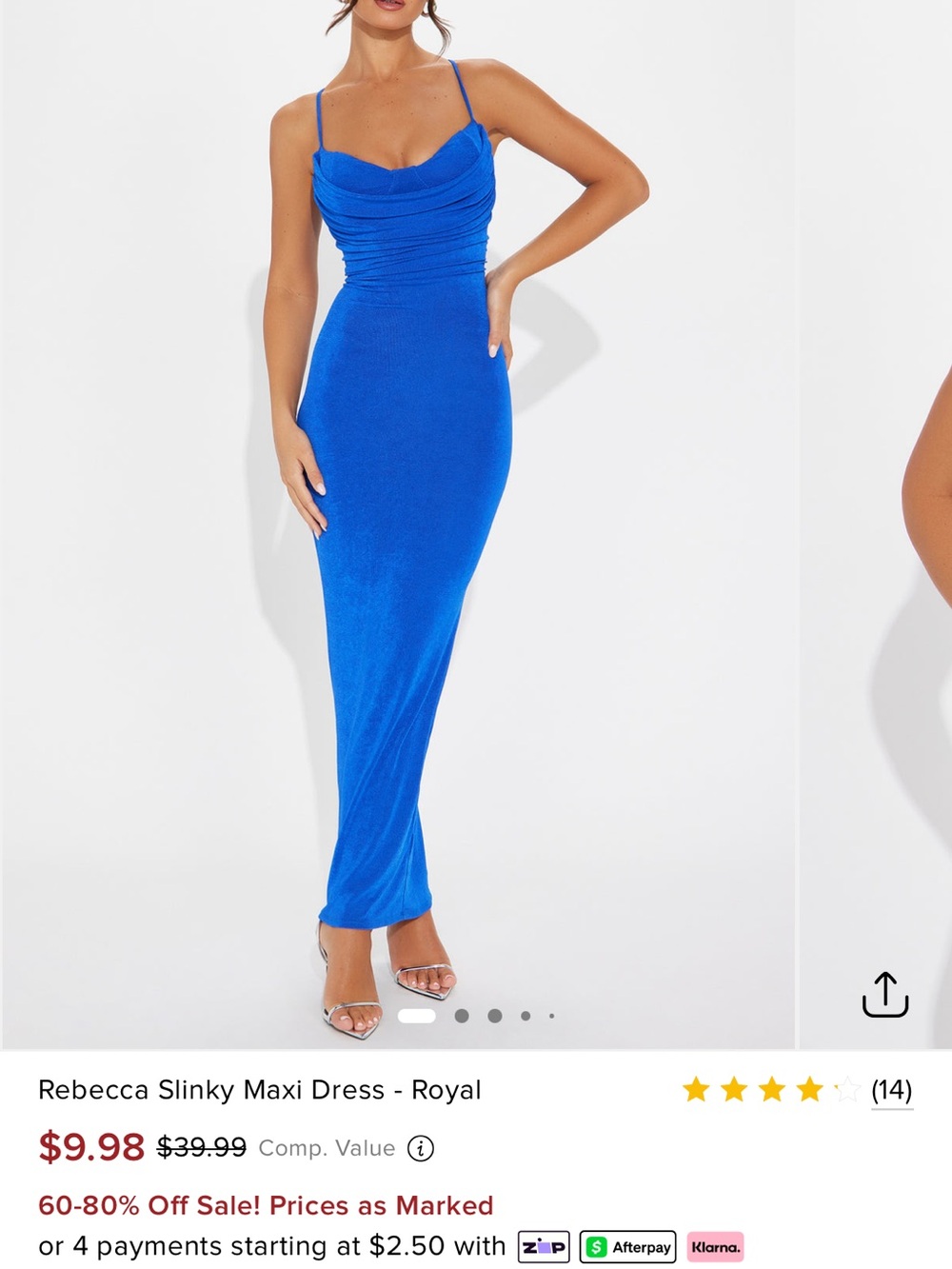 Rebecca Royal Blue Slinky Cowl Maxi Dress